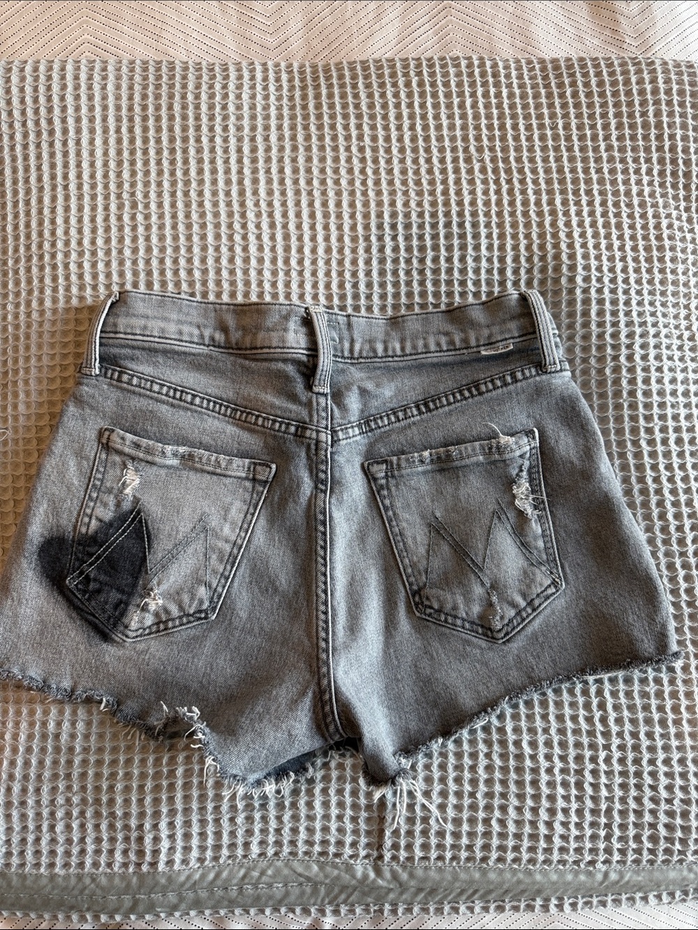 MOTHER Gray High-Rise Denim Cutoff Shorts tomcat kick heart